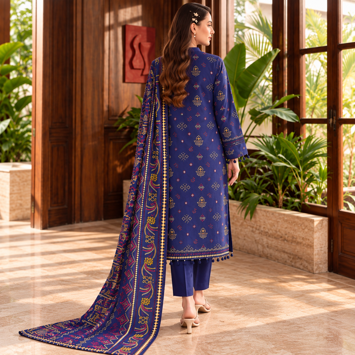 Royal Midnight Viscose Jacquard 3-Piece Unstitched Suit