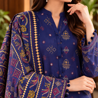 Royal Midnight Viscose Jacquard 3-Piece Unstitched Suit