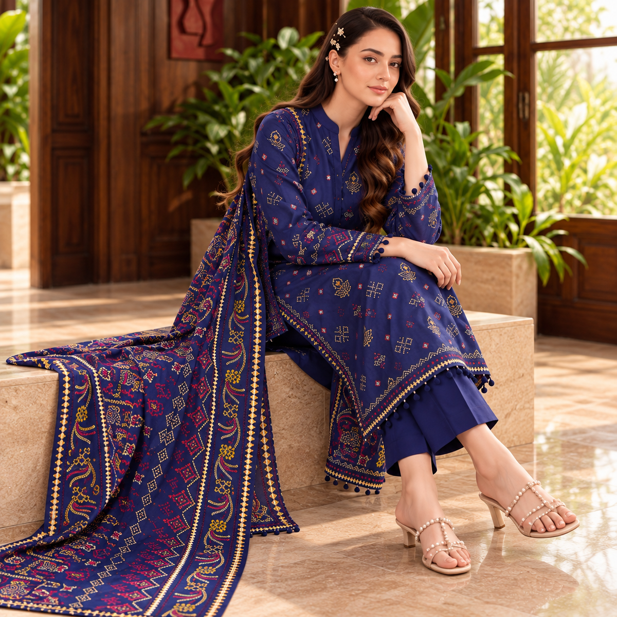 Royal Midnight Viscose Jacquard 3-Piece Unstitched Suit