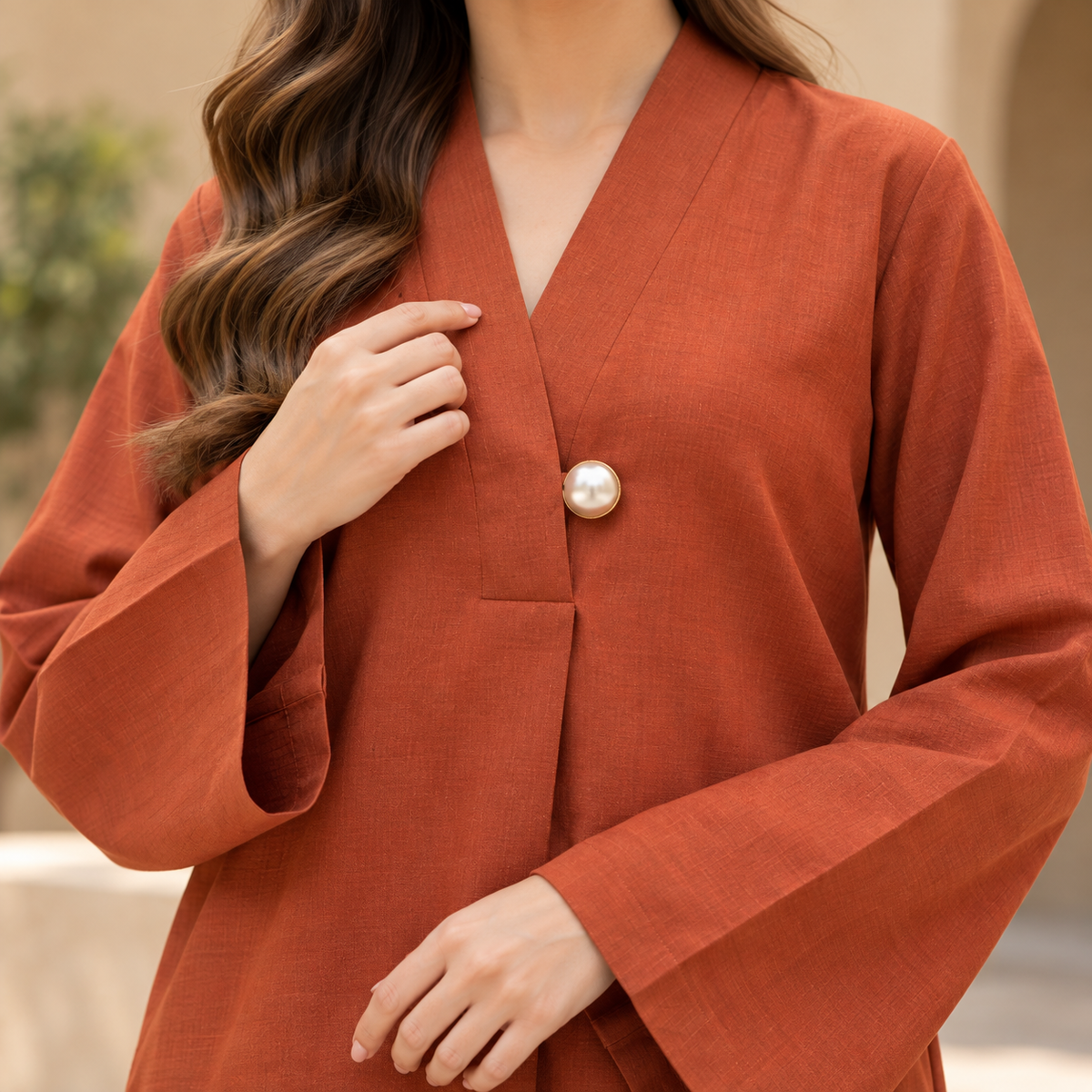 Rust Elegance 2-Piece Co-Ord Set for Women | SoftStitch