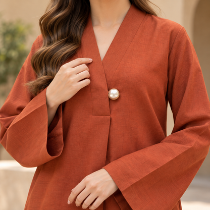 Rust Elegance 2-Piece Co-Ord Set for Women | SoftStitch