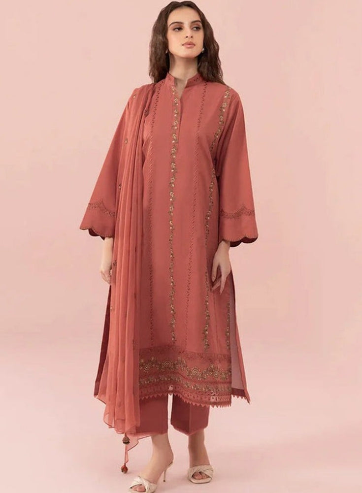 SAPPHIRE -3PC LAWN EMBROIDERED SHIRT WITH BAMBER CHIFFON EMBROIDERED DUPATTA