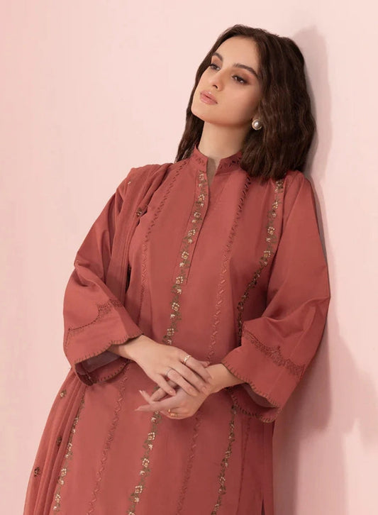 SAPPHIRE -3PC LAWN EMBROIDERED SHIRT WITH BAMBER CHIFFON EMBROIDERED DUPATTA