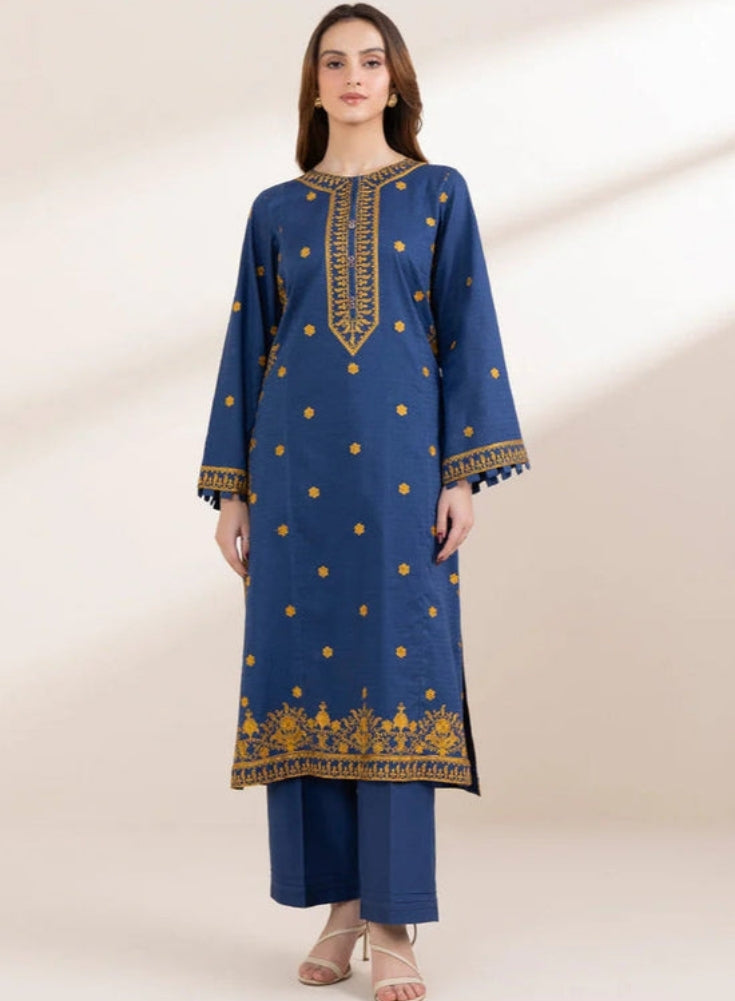SAPPHIRE-3PC LAWN EMBROIDERED SHIRT WITH COTTON NET DUPATTA & TROUSER