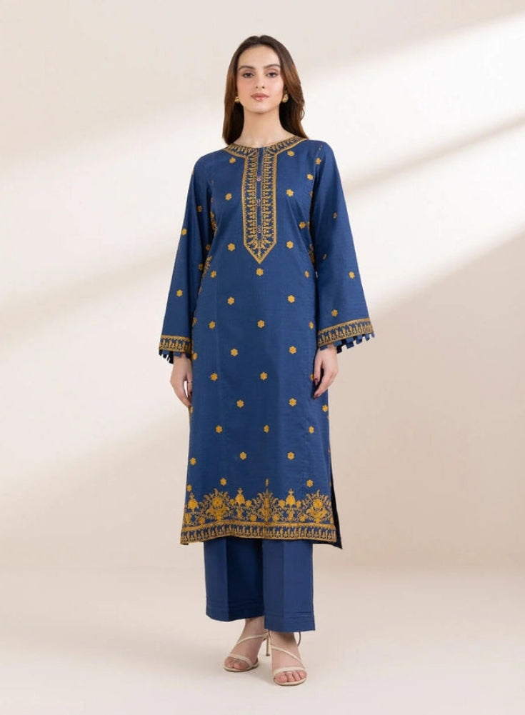 SAPPHIRE-3PC LAWN EMBROIDERED SHIRT WITH COTTON NET DUPATTA & TROUSER