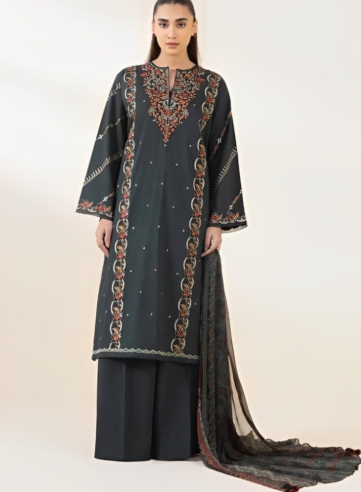 SAPPHIRE-3PC LAWN EMBROIDERED SHIRT WITH MONARK PRINT DUAPATTA AND TROUSER