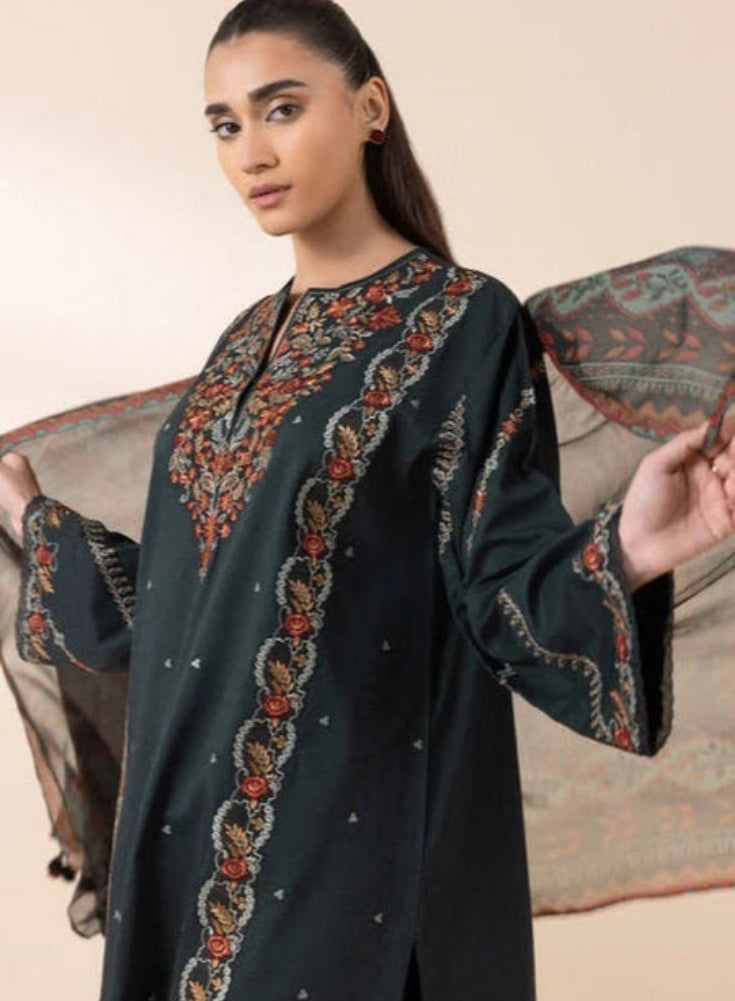SAPPHIRE-3PC LAWN EMBROIDERED SHIRT WITH MONARK PRINT DUAPATTA AND TROUSER