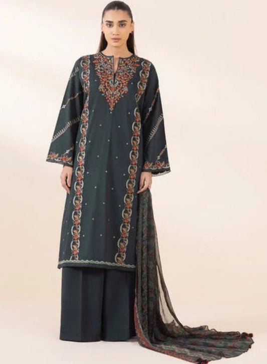 SAPPHIRE-3PC LAWN EMBROIDERED SHIRT WITH MONARK PRINT DUAPATTA AND TROUSER
