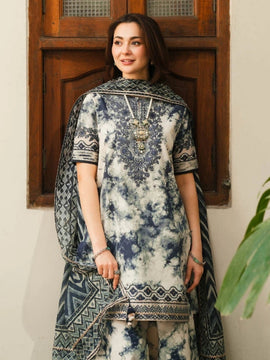 SAPPHIRE-3PC LAWN PRINTED EMB SHIRT WITH LAWN PRINTED DUPATTA AND PRINTED TROUSER