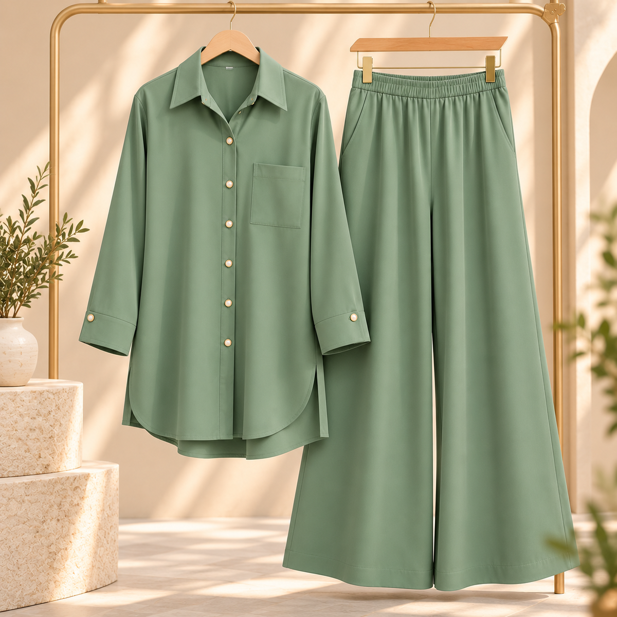 Sage Serenity – Sage Green 2-Piece Co-Ord Set for Women