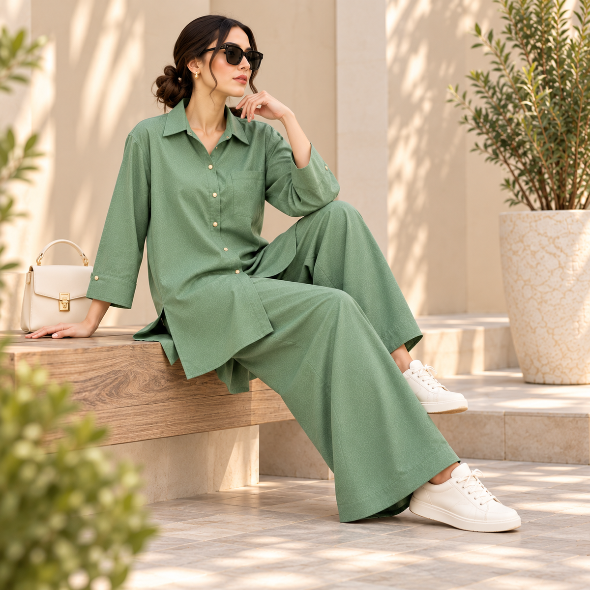 Sage Serenity – Sage Green 2-Piece Co-Ord Set for Women