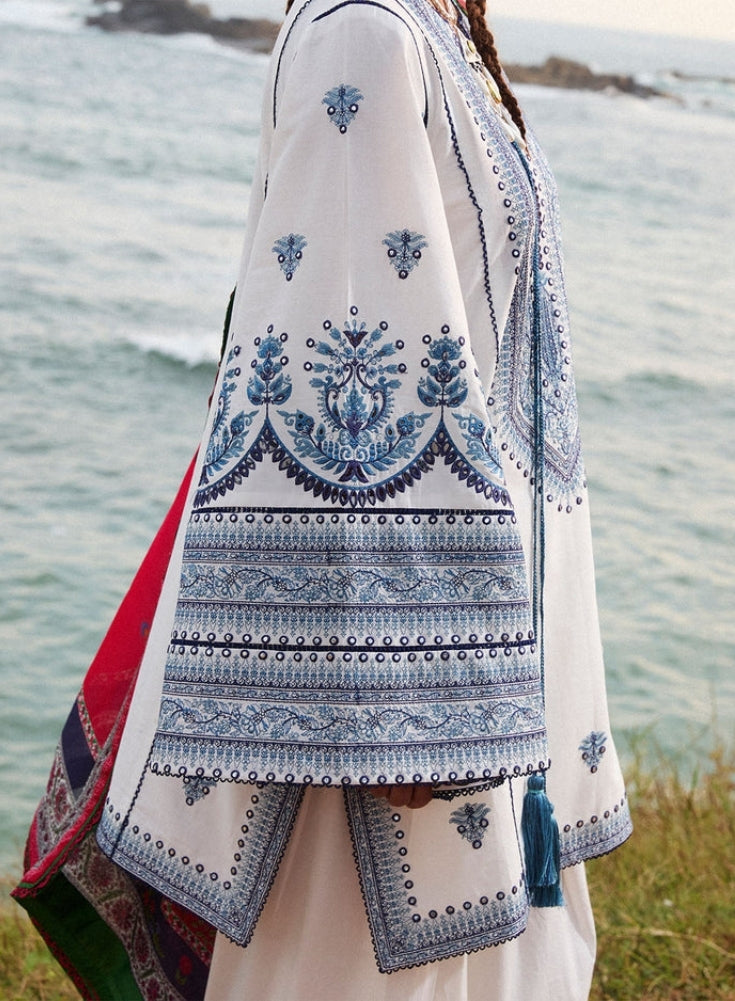 URGE-3PC LAWN EMBROIDERED SHIRT WITH CHIFFOON PRINTED DUPATTA AND EMB TROUSER