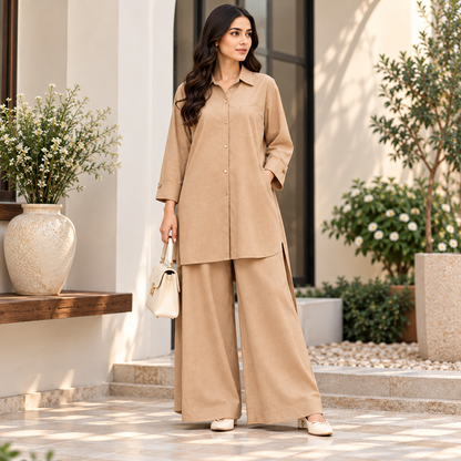 Beige Co Ord Set for Women | Warm Beige | SoftStitch