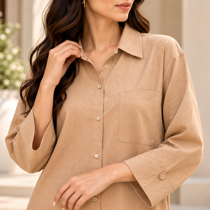 Beige Co Ord Set for Women | Warm Beige | SoftStitch