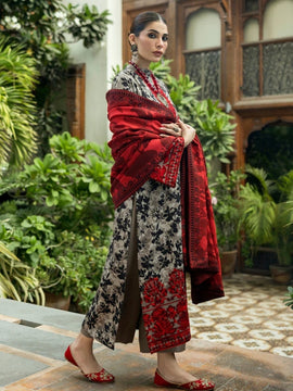 ZAINAB CHOTTANI-3PC LAWN EMBROIDERED PRINTED SHIRT WITH LAWN PRINT DUPATTA AND PRINT TROUSER