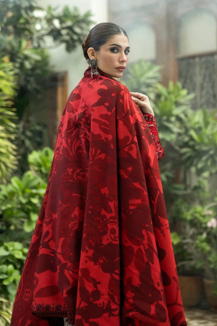 ZAINAB CHOTTANI-3PC LAWN EMBROIDERED PRINTED SHIRT WITH LAWN PRINT DUPATTA AND PRINT TROUSER