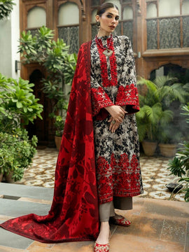 ZAINAB CHOTTANI-3PC LAWN EMBROIDERED PRINTED SHIRT WITH LAWN PRINT DUPATTA AND PRINT TROUSER