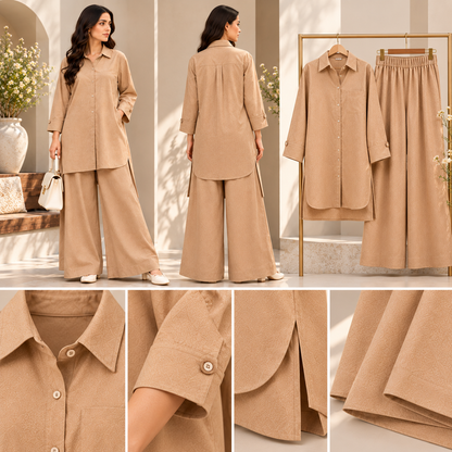 Beige Co Ord Set for Women | Warm Beige | SoftStitch